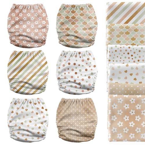 Image of Mama Koala 6 Pack Reusable Cloth Diapers 3.0 for Babies Girls Newborn, One-Size Adjustable Baby Diaper, Durable Stitching, Back Opening for Inserts, Breathable Awj Lining, Leak Prevention-ShallowWorld