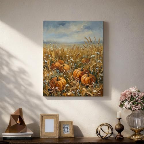 Lienzo de calabazas rústico para dar un cálido toque de otoño a tu sala de estar 5