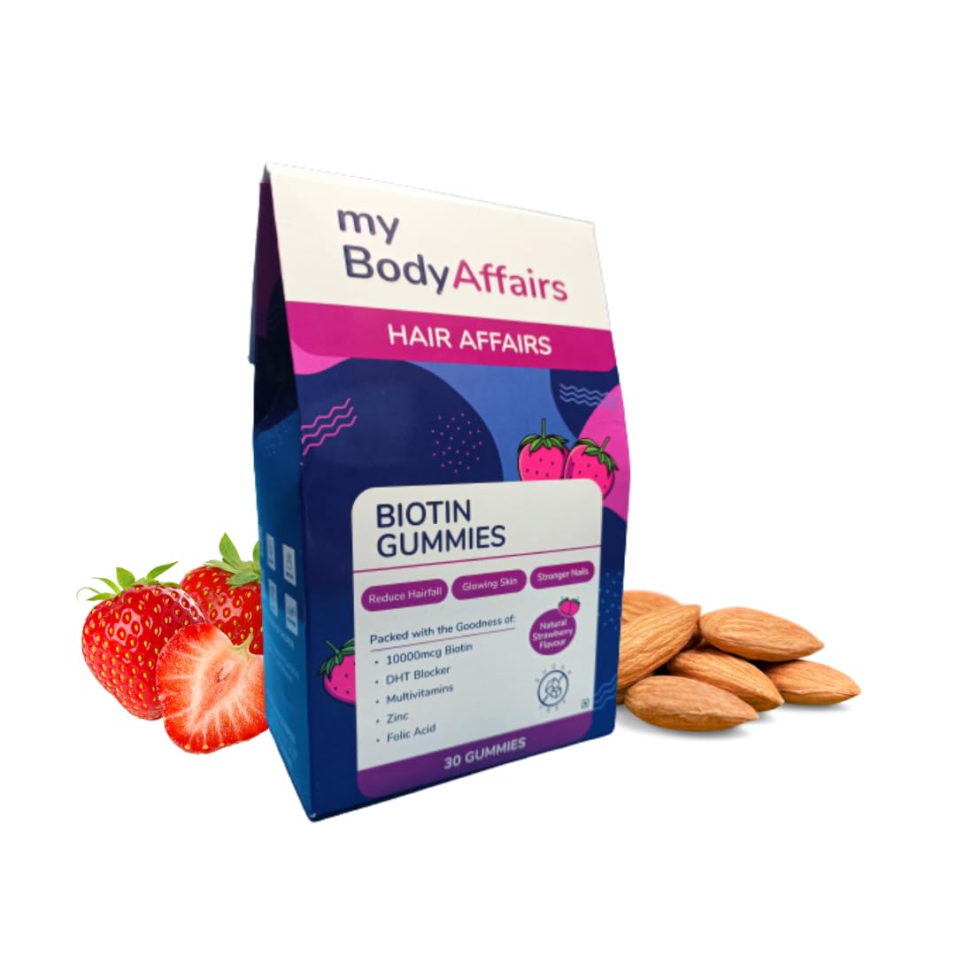 My Body Affairs Biotin Gummies Reduce Hair Fall Glowing Skin, Contians Biotin, Zinc, Folic Acid, Vitamin A-E, 30 Gummies (B0CG36XLRJ) Amazon Price History, Amazon Price Tracker