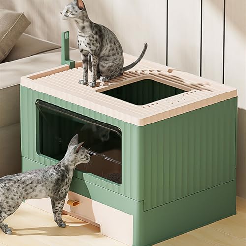 Caja de arena plegable con tapa para gato, entrada superior miniatura 5