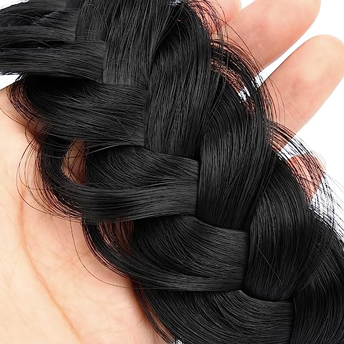 BOBIYA Wide Braided Headband with Teeth Braid Headbands With Teeth for Women Braided Hair Headbands with Tooth (Black) - Image 3