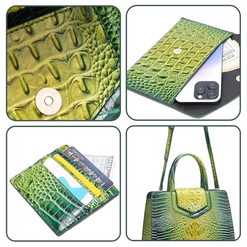 Image of Makcr Joacbv Women Embossed Pattern Satchel Handbags Wallet 3 pcs Set Crossbody Tote Top Handle Vegan Leather Ladies Bag | Embossed Pattern