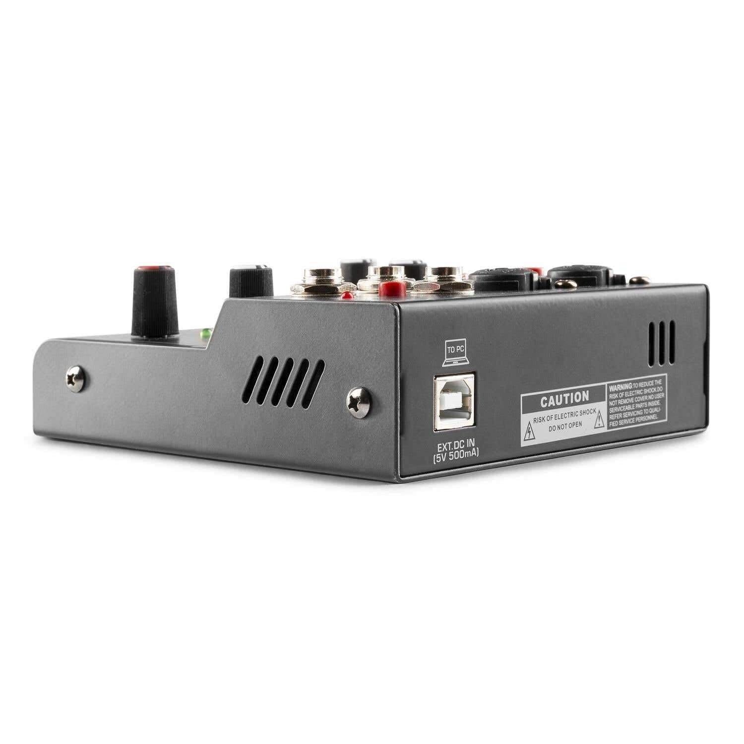 Vonyx VMM301 - Mezclador compacto USB con interfaz de audio, Bluetooth, phantom +48V, combo XLR/Jack, salida auriculares, entrada RCA, portátil para podcast, grabación y streaming