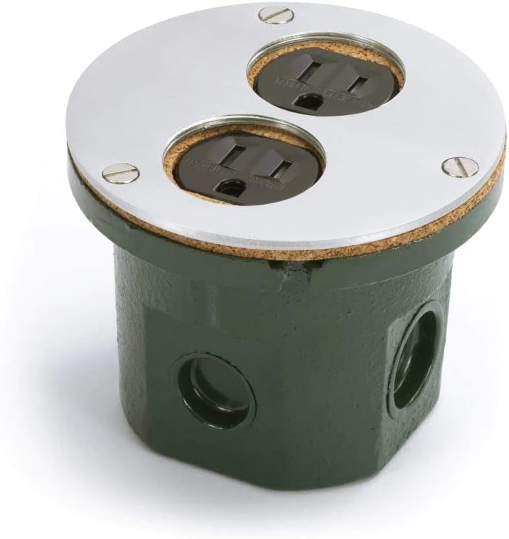 Lew Electric 812-DFB-A Floor Box, w/Cover & 15A (TR) Receptacle - Aluminum