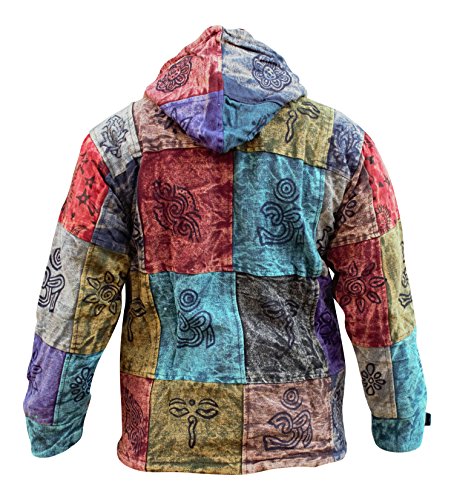Veste à capuche patchwork homme style bohème hippie chaud hiver