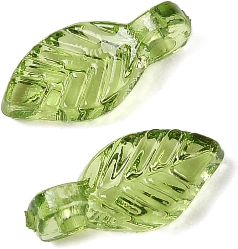 Acrylic Leaf Bead Charms Green Leaves Pendant Charms for Bracelet Necklace Jewelry Making Craft Supplies