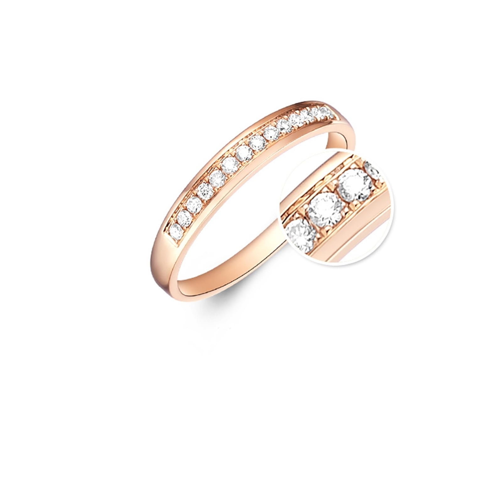 Anillo de mujer de oro rosa auténtico, anillos de compromiso de oro auténtico, alianzas de media eternidad, 0,15 quilates de diamante para mujer