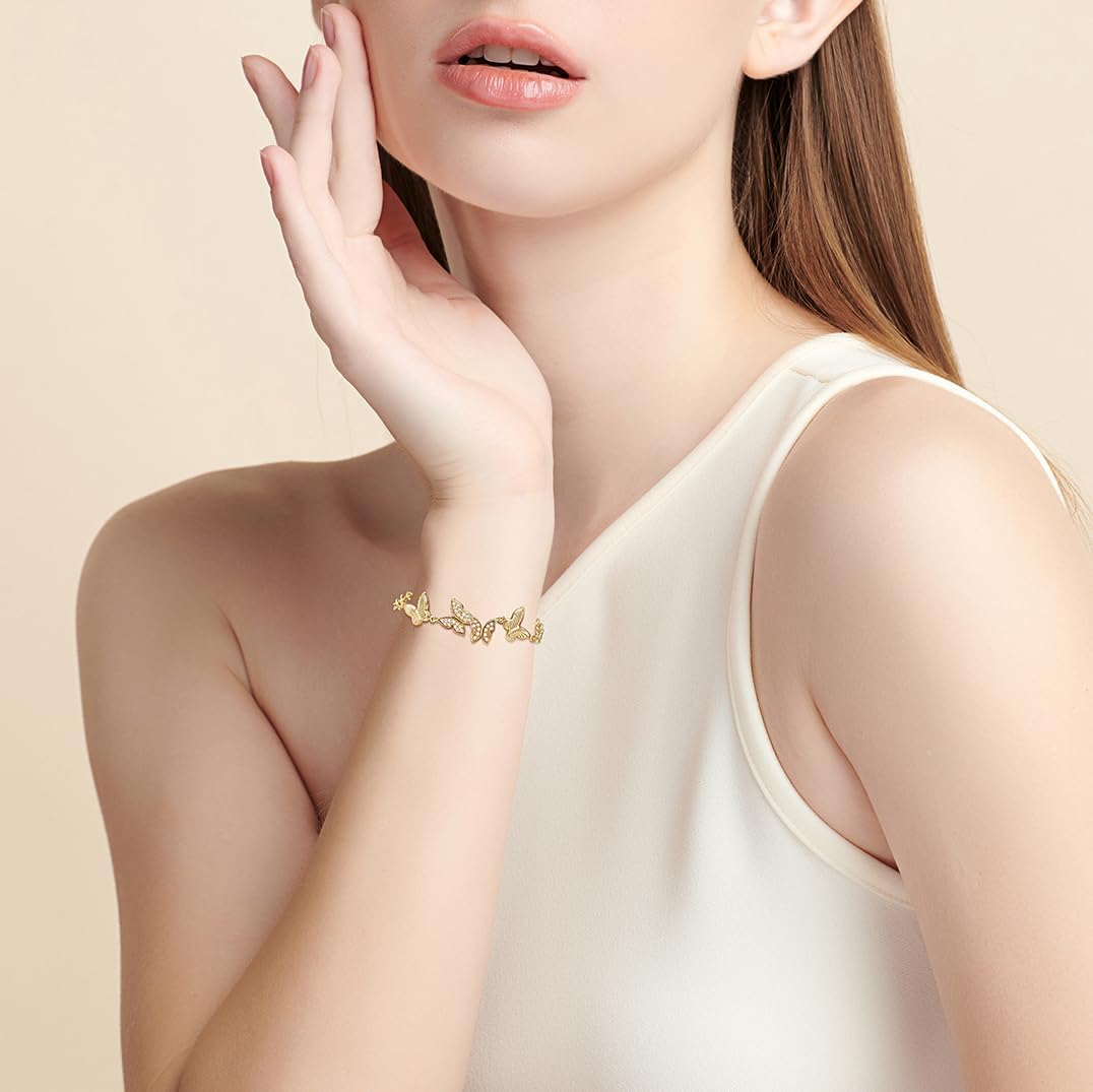 Bracelet for Women 14K Gold Plated Cubic Zirconia Bracelet, Classic Crystal Cuban/Cable Chain Bracelet, Delicate Link Bracelet Gift for Her - Image 5