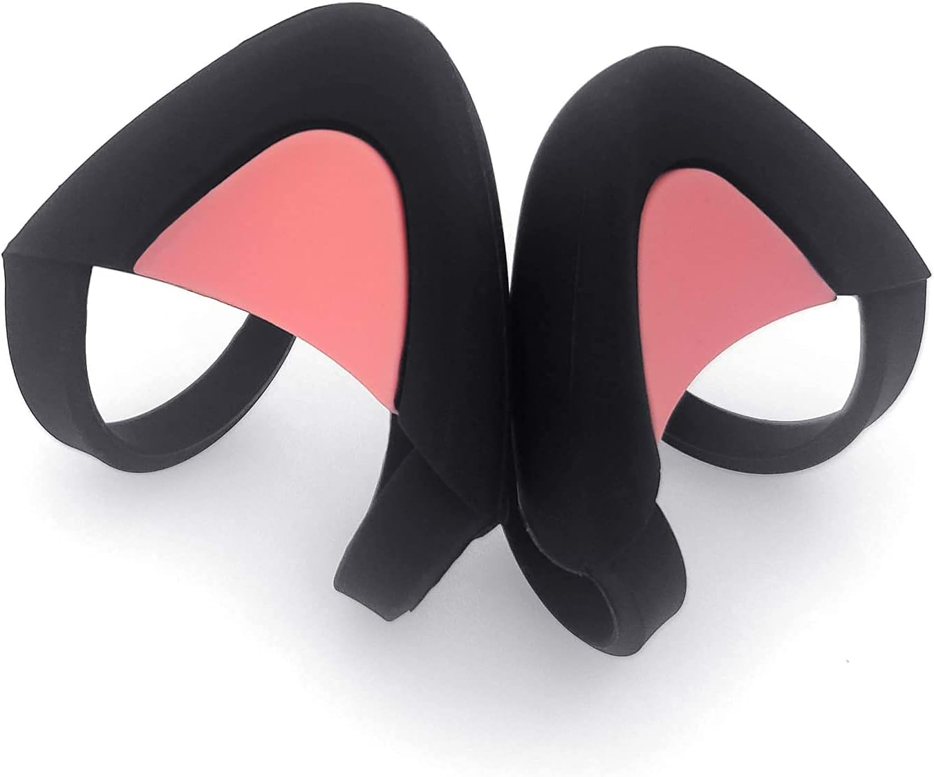 Decorative Cute Pink Cat Ears for Headphones, Decoration compatible with Headset HypreX Cloud/II/Flight, Lovely Kitty Adjustable Attachment Straps for Vedio Live Gaming Headsets - Black