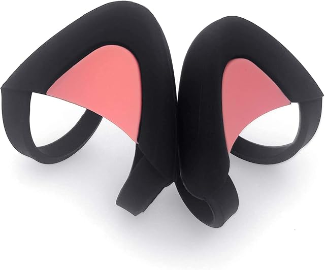sciuU Decorative Cute Pink Cat Ears for Headphones, Decoration compatible with Headset HypreX Cloud/II/Flight, Lovely Kitty Adjustable Attachment Straps for Vedio Live Gaming Headsets - Black