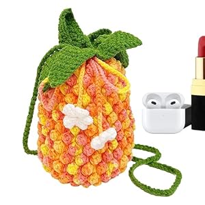 Bolsos con cordón de ganchillo, bolsos de piña para mujer, bolso de hombro de punto de diseño de piña degradada, elegante bolsa tejida a mano para teléfono móvil, naranja, Se référer au descriptif