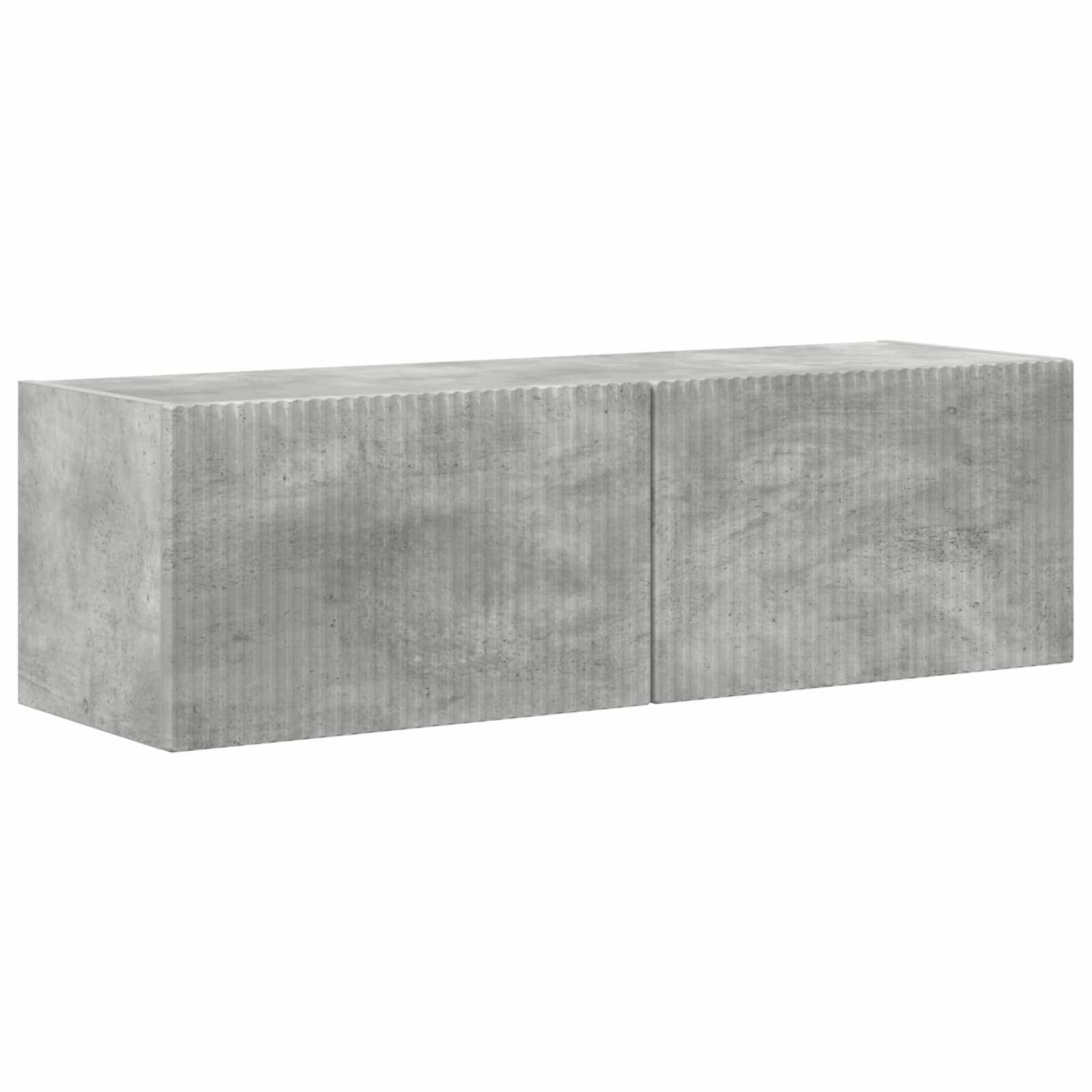 Ensemble Meuble TV 4 pièces Gris béton en Bois d'ingénierie, Montage Mural avec étagères, tiroirs et Portes, Rangement pour Salon séjour multimédia, Console et Support Audio vidéo