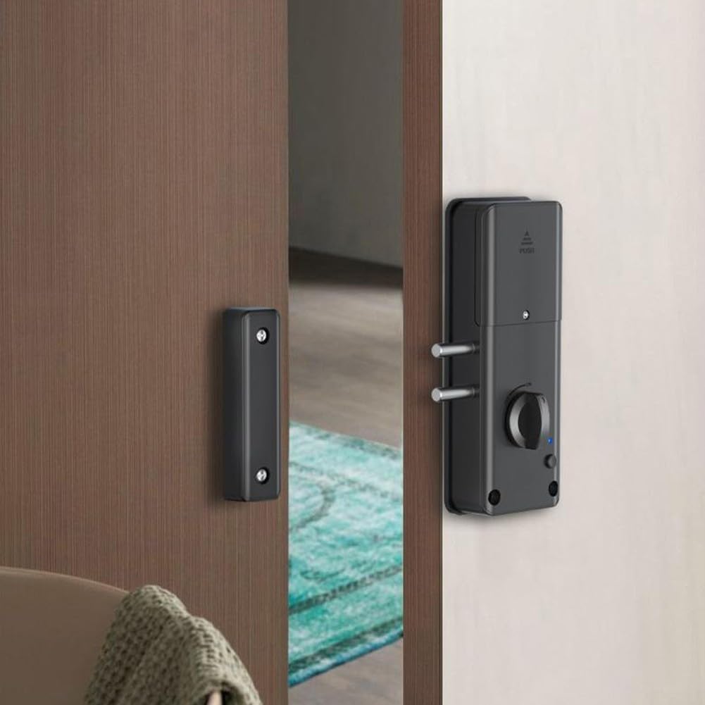 Invisible Electronic Door Lock Wood Doors with IC Card, Keyless Entry Interior Burglar Proof Security Lock, ABS Material, Black Finish