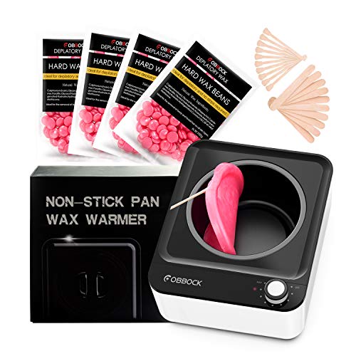 Waxing kit,wax melt warmer No-clean wax pot,with 4 Bag hard wax beads for hair removal for Full Body, Legs, Face, Bikini,eyebrow wax kit for women,OBBOCK patented product,gifts for women
