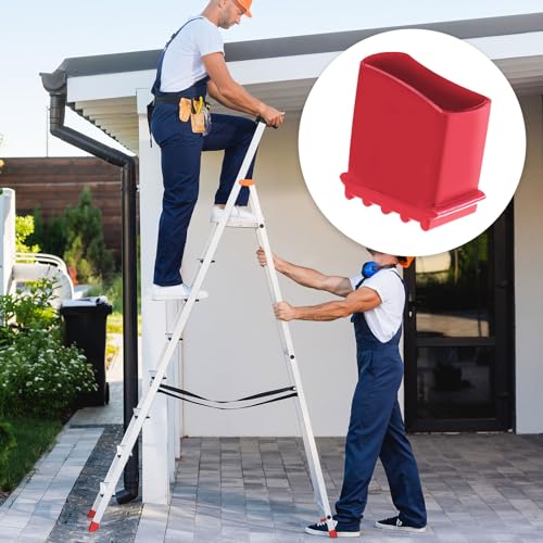 IUSOT 4 Stück Leiterfüße 50x25mm (Rot), Gummifüße für Leitern, Hochwertige Gummi Leiterfüße, Fußkappen/Schutzkappen für Leitern, Universal Ersatzfußabdeckungen für Leiter Füße