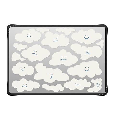 CASETiFY Impact MacBook Air 15" (M2-M5) Case [Cushioned Impact Corners/Scratch-Resistant/Anti-Slip Grip] - Cute Clouds - Clear Black