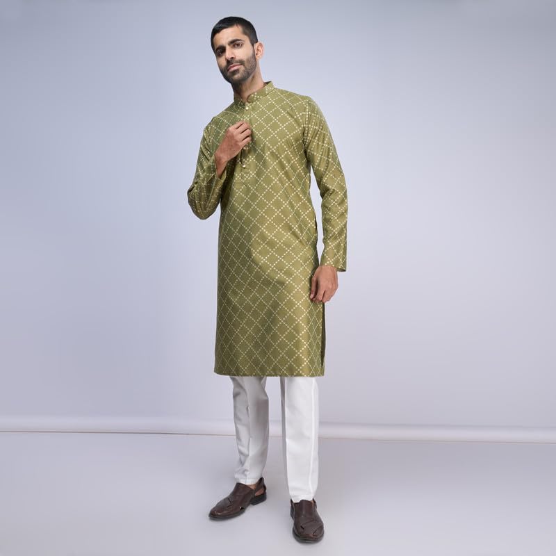 Image of BELLAZO Men's Premium Cotton Printed Regular Kurta | Stylish Kurta for Weddings /Festivals