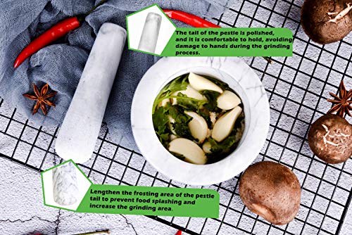 Mortar And Pestle Marble Set For Spices Pestos Seasonings Pastes Guacamole Bowl Herb Grinder Easy To Clean Included:silicone Mat,Brush,Stainless Steel Spoon 4.33Inch(Small,White Gray) #TOP3