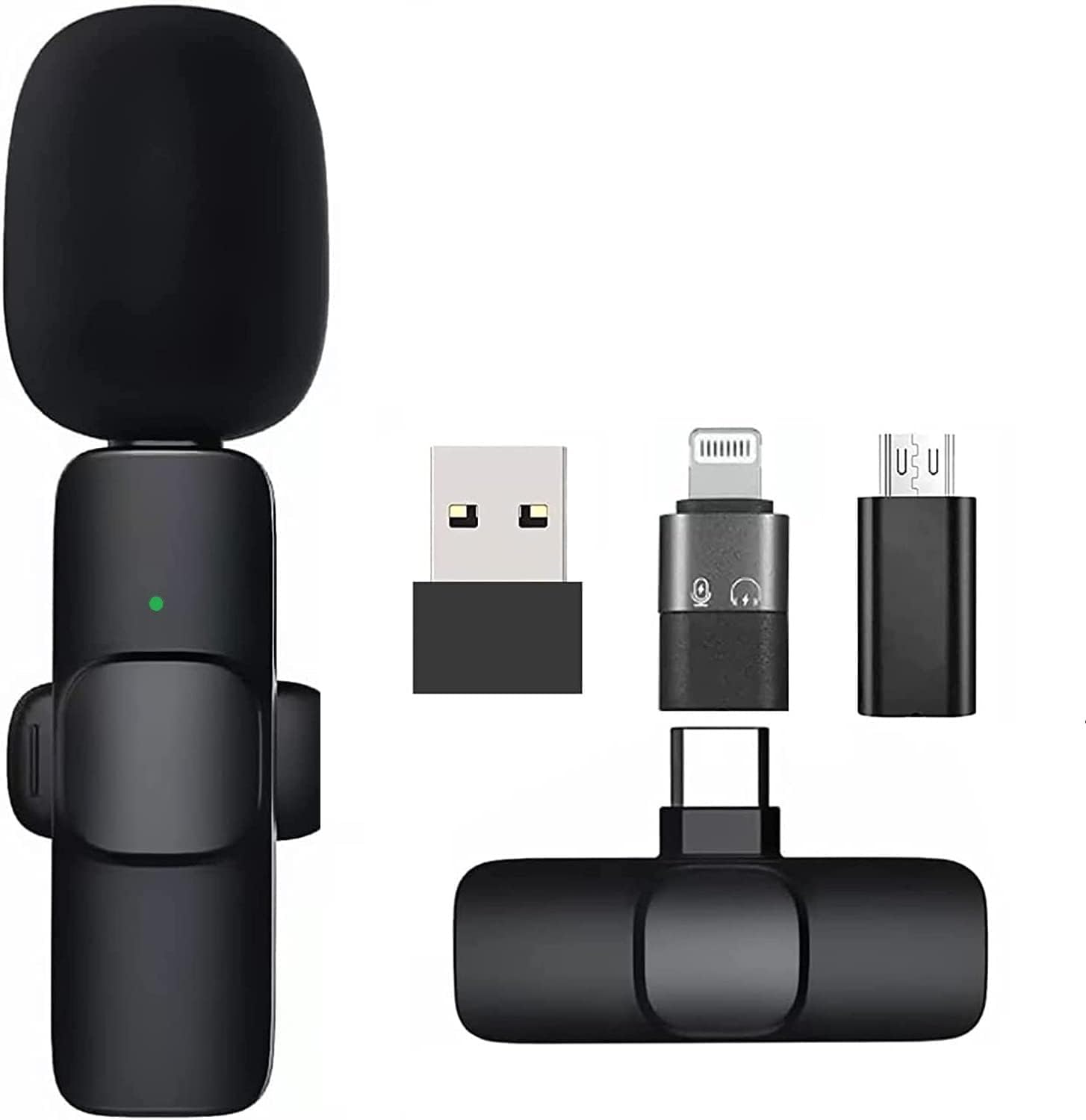 TECHNOVIEW Wireless Microphone 50 Meter Range Noise cancallation Lavalier Plug & Play Microphone Lapel Mic System for YouTube iPhone/iPad, Android & Type C Supported Microphone (TECHV-K-Mic-1)