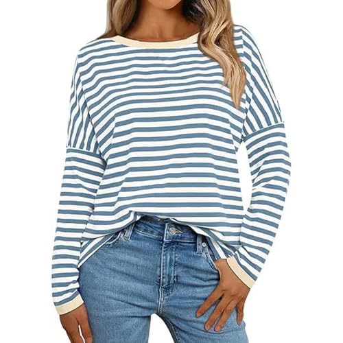 Ringelshirt Rot Weiss Karneval Ringelshirt Schwarz Weiß Damen Langarmshirt Rot-Weiss Gestreiftes Oberteil Rundhals Ringelshirt Karneval Basic Shirt...