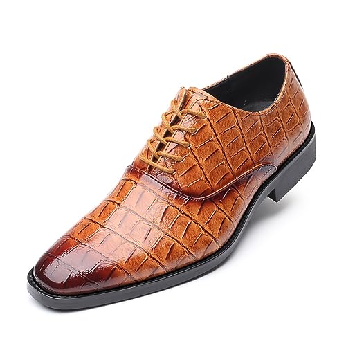 Men's Fashion Leather Dress Shoes Lace-up Genuine Leather Formal Business Tuxedo Dress Shoes
