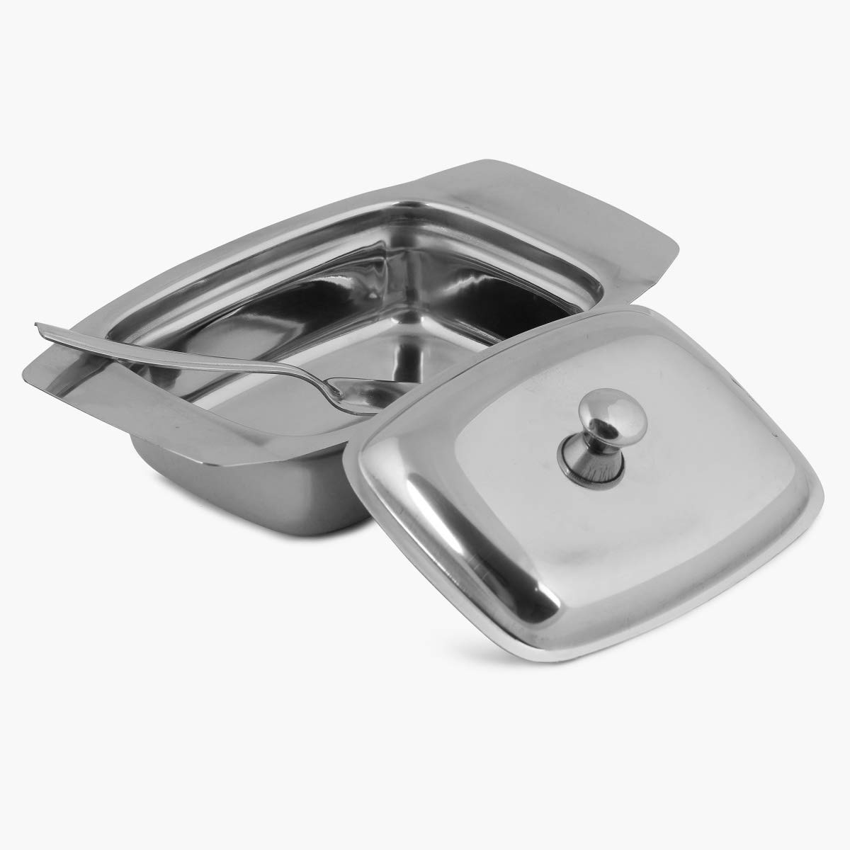 Home Centre |Glovia Stainless Steel Butter Dish|SS Accessories|Storage and Containers|Containers and Jars|Silver 3