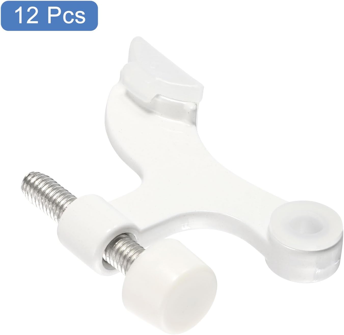 uxcell Door Stoppers, 12Pcs 2-1/2" x 1-3/4" - Zinc Alloy Hinge Pin Door Stop, K Type Adjustable Door Stopper with Rubber Bumper Tips (White)