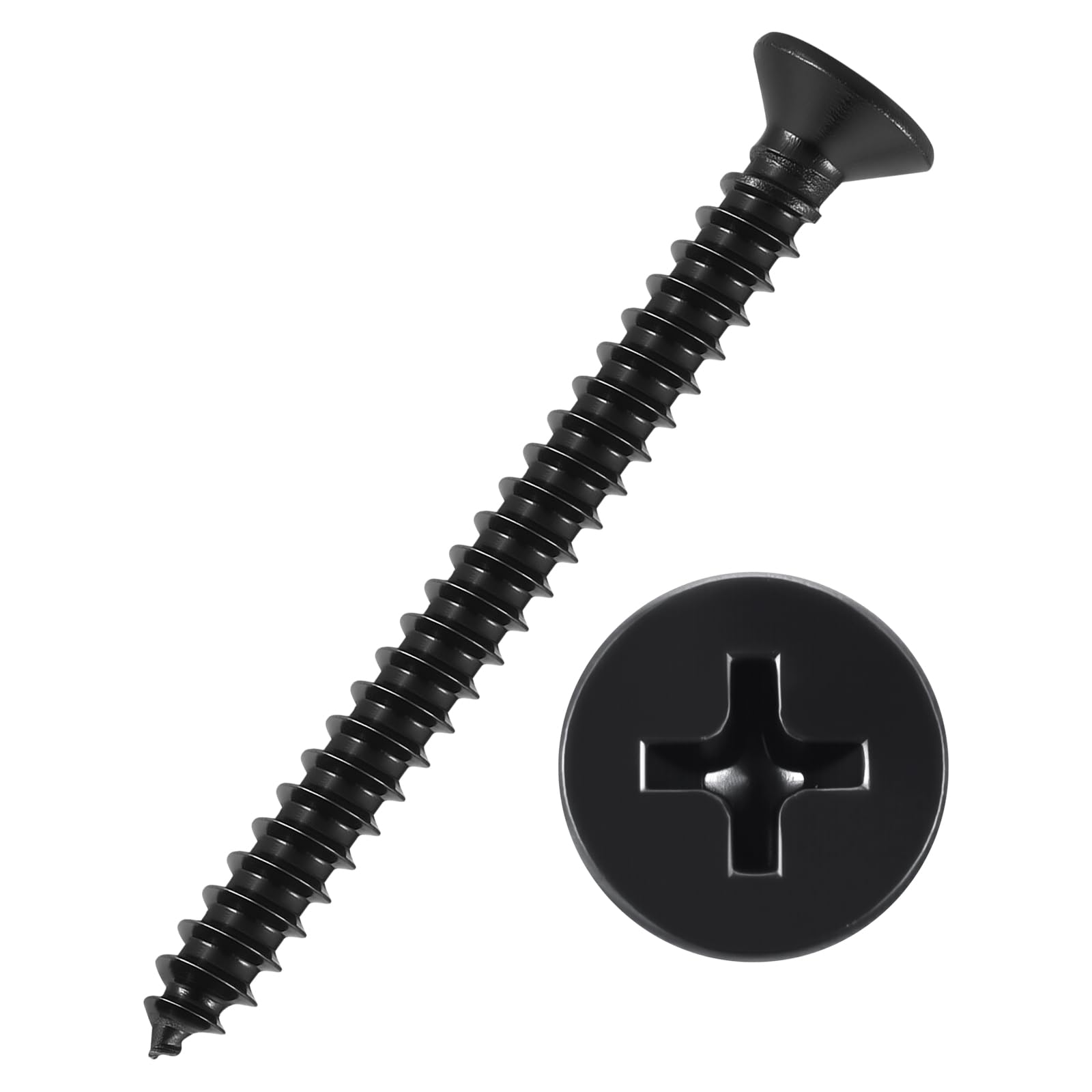 Kozelo 200pcs Phillips Flat Head Wood Screws - [ST3x30mm] Carbon Steel Countersunk Self Tapping Screws for Furniture Assembly, Interior Trim, Outdoor Construction, Black — image 1