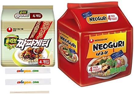 Parasite Noodle - Jjapaguri / Chapaguri (Jjapaghetti and Neoguri Combined - Oscar Parasite Ram Don Jjapaguri) + COKOYAM Chopsticks (4+4 (8 Packs))