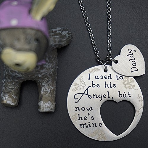 O.riya Memorial Necklace I Used To Be His Angel Now He's Mine Necklace Daddy, Daddy's Girl Heart Charm ，In Memory Of Loved One Dad #TOP6