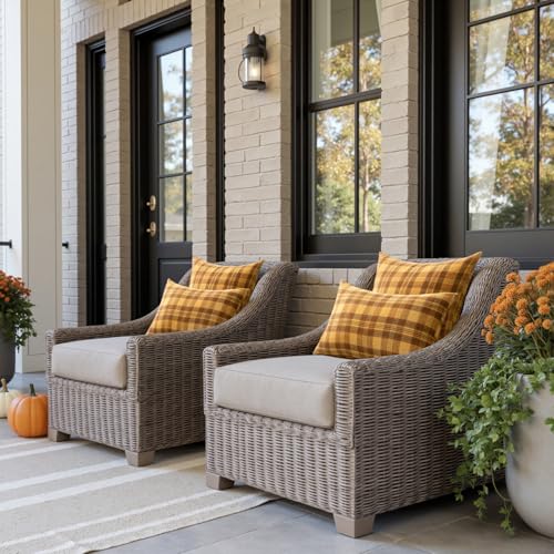 Image of MIULEE Fall Plaid Pillow Covers Scottish Tartan 18x18 Yellow | Set of 2 Fall Decorations Cushion Covers, Farmhouse Winter Home Decor, for Thanksgiving Sofa Couch Bed Living Room