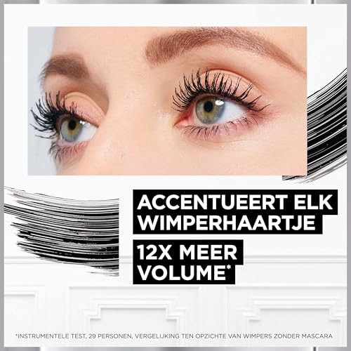 L'Oréal Paris - Mascara Pro XXL Volume - Effet Faux Cils Professionnel - Technologie Double Brosse - Longue Tenue - Teinte : Noir - 12 ml (Lot de 2)