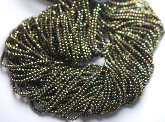 Spinel noir mystique jaune 3mm en fil de 13" pour composer vos colliers d'été