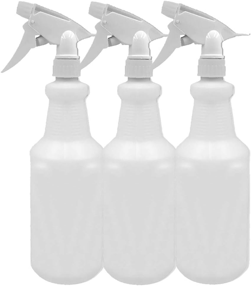 EZPRO USA 24 oz Empty Spray Bottles for Cleaning Solutions, Spray bottle 24oz, Professional Industrial Commercial with Measurements Mist Sprayer, Transparent Natural Color, Pack of 3