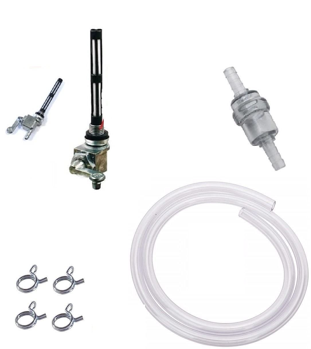 UNIVERSAL KRAFTSTOFFHAHN M10x1 + BENZINSCHLAUCH + BENZINFILTER + SCHLAUCHKLEMME MOPED MOTORRAD HERCULES KREIDLER ZÜNDAPP PGT 103 MOTOBECANE MBK 41 51 BENZINHAHN BENZIN MOFA MOKICK