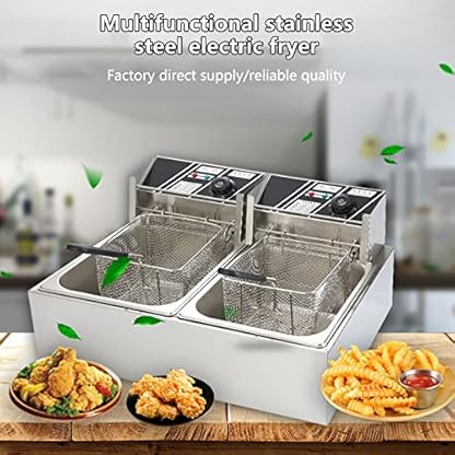 Edelstahl-Fritteuse mit - Körben - 6 Liter - Thermostat 50°-200°C - Timer - Cool-Touch-Griff - Thermoschutzvorrichtung - Status-LED - Anti-HeizungEdelstahl 56 * 40 * 50 cm – Bild 8