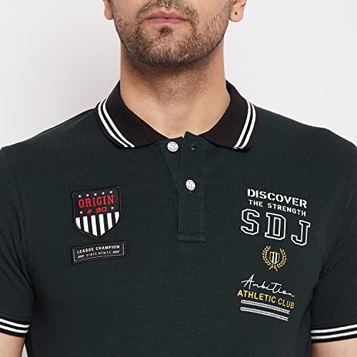 Image of Duke Stardust Men Polo Neck Half Sleeve Cotton T-Shirt (LF5855 Bottle Green XL)