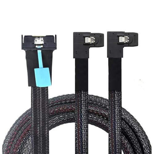 Câble PCI-E 5.0 MCIO 8X 74Pin vers SAS Coudé Haute Précision 0.5m