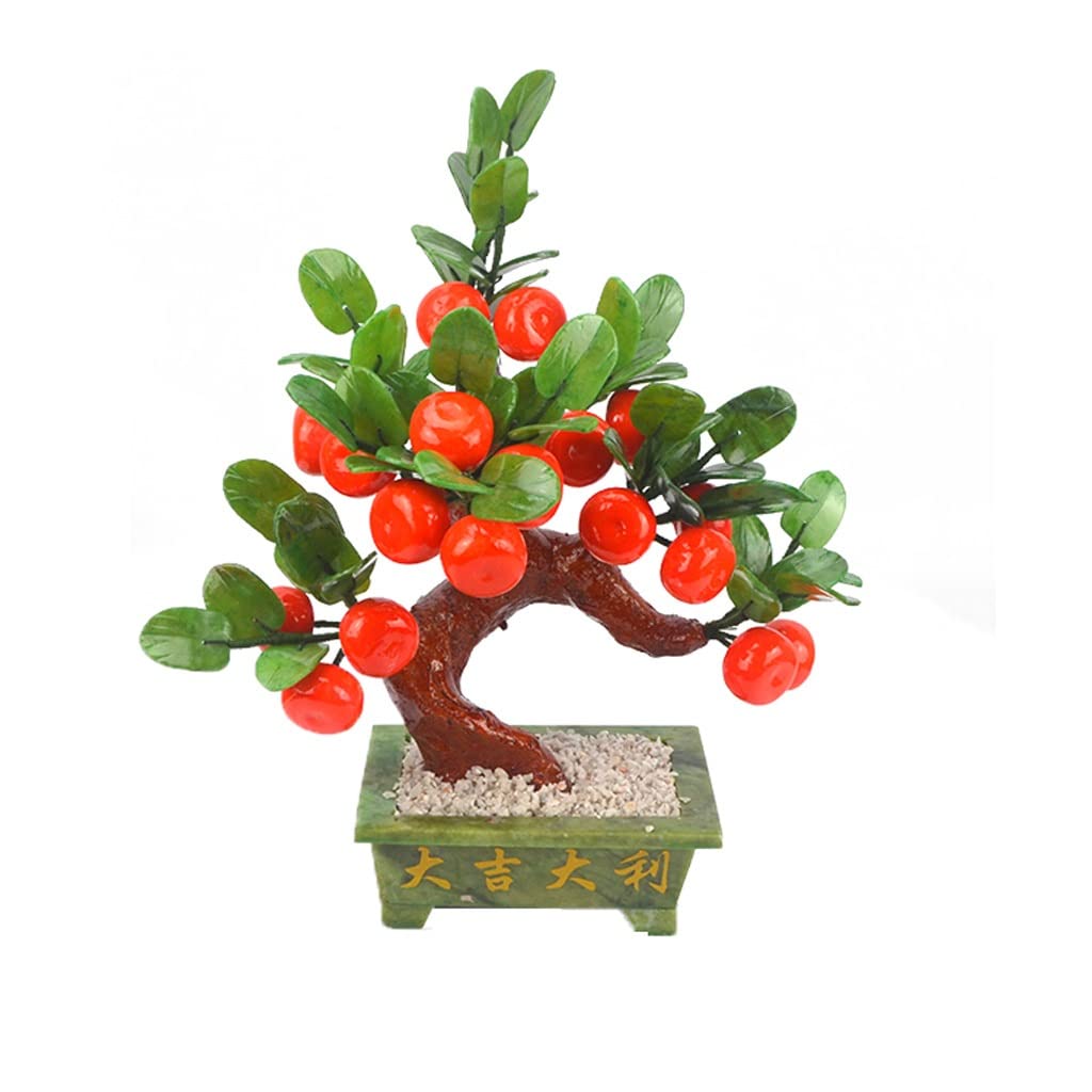 HCZKIUJY Luck and Wealth Crystal Tree Jade Bonsai Orange Tree Auspicious Rich Tree Living Room Home Furnishing Decoration Lucky Meditation Decoration Creative Gift Chakra Money Tree (Grey)