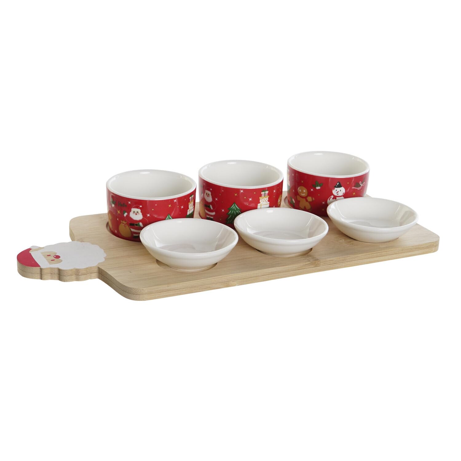 Set apéritif Papa Noël en grès et bambou pour réussir vos présentations sans encombre