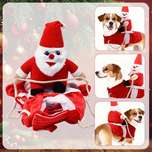 Hundekostüm Weihnachten, FuxFuis Hund Weihnachtskostüm Haustierkleidung Lustige Hundekostüme für Brustumfang 60-70cm Hunde, Party Hund Kostüm Weihnachtsmann Kostüm für Haustier (L)