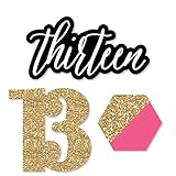 Chic 13th Birthday - Pink, Black and Gold - DIY Shaped Birthday Party Cut-Outs - 24 Count