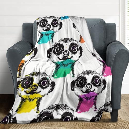 Couverture douillette suricate idée cadeau plaid flanelle doux