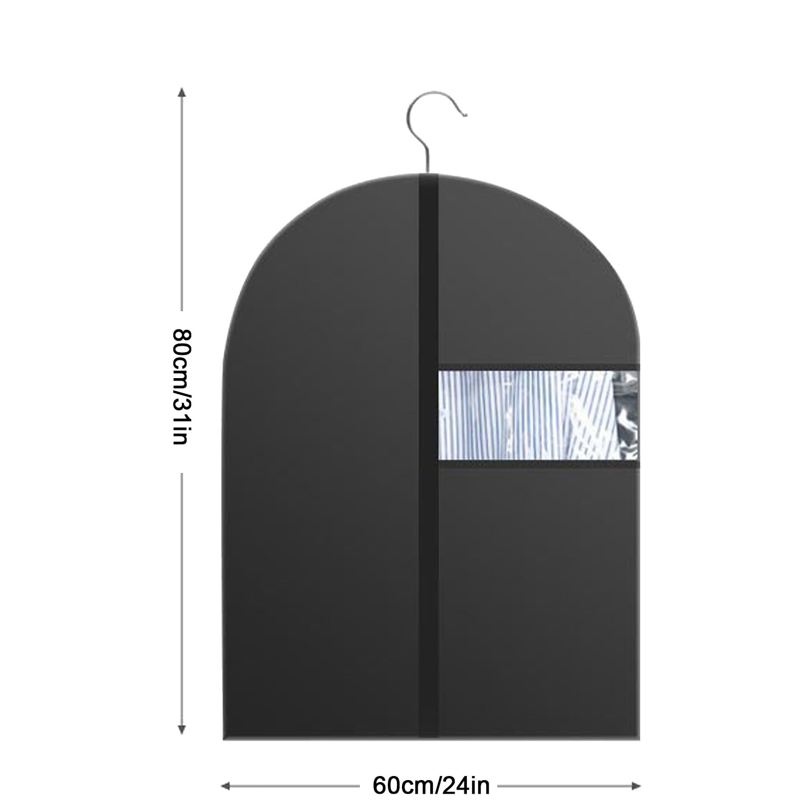 Sacchetti Vestiti, Copri Abiti da Armadio, Protezione Traspirante per Cappotti Lunghi, Giacche, Maglioni, 5 Confezioni, Nero(60x80cm/24x31in)