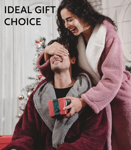 Image of DAVID ARCHY Men's Soft Fleece Plush Robe Full Length Long Bathrobe