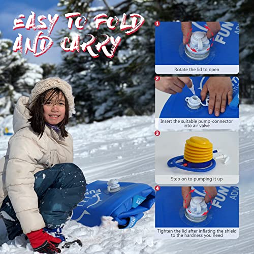 Funwater Snow Tube, Foldable Snow Sled For Kids, Light Inflatable Snow Toys With Four Handles, Pump, Shoulder Strap And Two Pull Rope,Thickened Bottom With Outdoor Sledding #TOP2