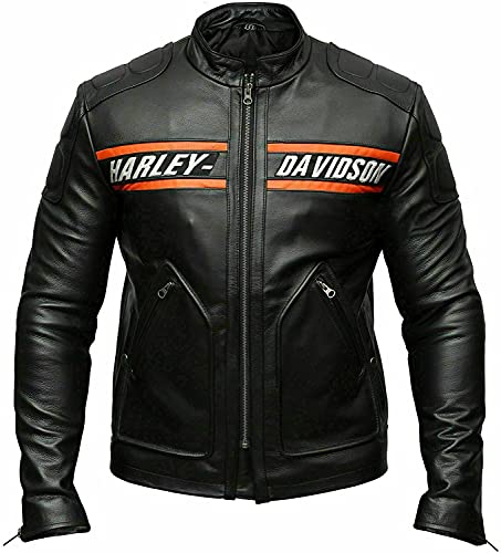 Goldberg WWE Harley Motorcycle Screaming Eagle Black HD Cow Leather Jacket (XXXL / Body Chest = 48" Between 50")
