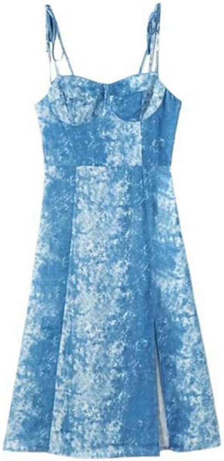 VIDI Side Split Slim High-Waisted Mid-Length Dress V-Neck Shoulder Lace-up Bustier Halter
