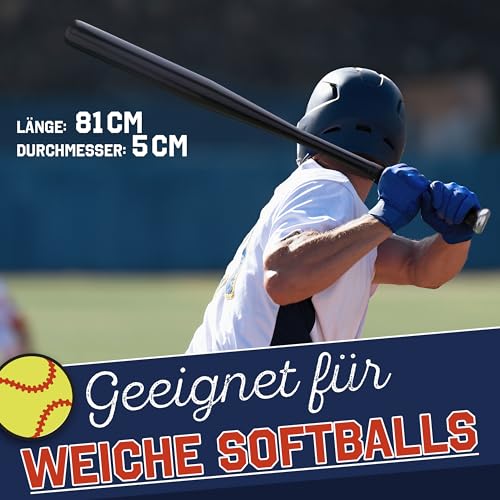 NAJATO Sports Baseballschläger – Aus Holz oder Aluminium – Robuste Verarbeitung & Rutschfester Griff – 81 cm lang