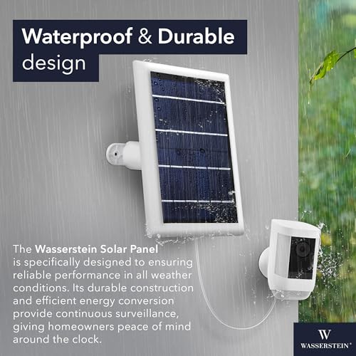 Wasserstein Solar Panel Compatible with Ring Spotlight Cam/Plus/Pro Battery, Stick Up Cam/Pro & Outdoor Cam Plus Battery - Continuous Power for Ring Surveillance Camera (3-Pack, White)